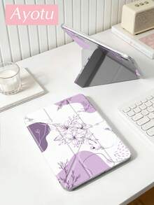 Ayotu 这款Y型支架翻盖保护套，以浅紫色线条勾勒出白色和粉色郁金香图案，兼容iPad A16、iPad Pro 13/12.9/11、iPad Air 11/13、iPad mini、iPad Air 11英寸、Kindle（第11代，2024年发布）、Kindle Paperwhite（第12代，2024年发布）。 - 彩色 - 查看 4