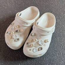 Bộ 22 phụ kiện trang trí giày dép đính đá lấp lánh, ngọc trai, hình hoa và bướm, tự làm cho guốc, dép xăng đan, đá quý dễ thương cho túi xách, tiệc đi biển. - Trong sáng - Xem 7