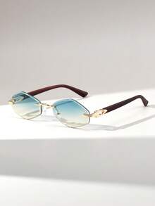 Visivana 1 paire de lunettes de mode femme à verres géométriques sans monture avec bords personnalisés, style de rue glamour. Convient pour le défilé, la fête, le cadeau - Multicolore - Voir 2