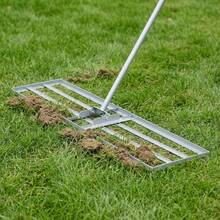 COSTWAY Lawn Leveling Rake With 177cm Adjustable Long Handle And Anti-Slip Grip
, Silver - A - View 1