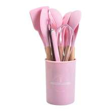 Kitchen Cooking Tools, Wooden Handle Non-Stick Silicone Kitchenware, Heat Resistant, Household Cooking Utensils - Multicolor - View 2