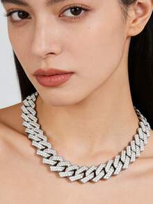 1件嘻哈几何链项链 时尚高品质嘻哈水钻项链手链首饰礼品 - 鏈條項鍊 - 查看 4