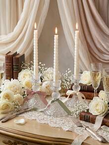 1/3件套法式轻奢水晶烛台/烛台，加宽圆形底座烛台/烛台，适用于婚礼、家居装饰、婚宴布置、烛光晚餐、餐桌中心装饰、户外花园装饰、圣诞派对等场合。也可作为乔迁礼物、结婚礼物、周年纪念礼物、生日礼物和母亲节礼物。 - 多款式 - 查看 7