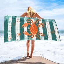 1 szt. Ręcznik plażowy z nadrukiem kraba, miękki, wygodny i lekki, odpowiedni do podróży, pływania, nurkowania, surfingu, jogi, kempingu, akcesoriów plażowych - SSTJ11542 - Zobacz 7