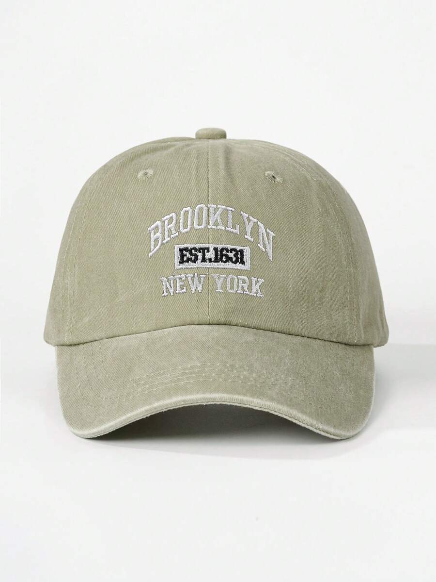 1顶Y2K刺绣字母“BROOKLYN NEW YORK”滑雪帽,透气防晒时尚水洗棒球帽,适合日常户外穿着、夏季、海滩、度假、节日、旅行 - 淺卡其 - 查看 1