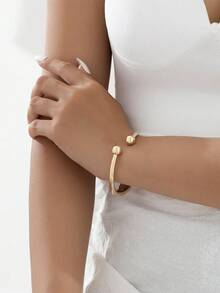 1pc Fashionable Versatile Charming Women's Metal Polished Open Bangle Bracelet, Smooth Surface, Gift For Friends - Bracelet - View 6