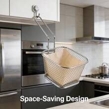 Bộ 4 rổ chiên vuông mini, chất liệu thép không gỉ, có tay cầm, thích hợp để chiên khoai tây chiên, khoai tây lát, cũng có thể dùng làm giá đựng thức ăn trên bàn hoặc dụng cụ nấu nướng trong nhà bếp. - A - Xem 8