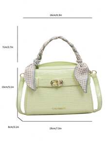 Niche High-End Crocodile Embossed New Women's Shoulder Bag, Flap Lock Small Square Bag, Fashion Versatile Handbag & Crossbody - Green - View 8
