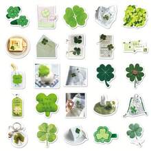 50张小清新三叶草INS风系列卡通涂鸦贴纸，适用于DIY手册、行李箱、头盔、桌面、马克杯、笔记本等。 - 方形 - 查看 4