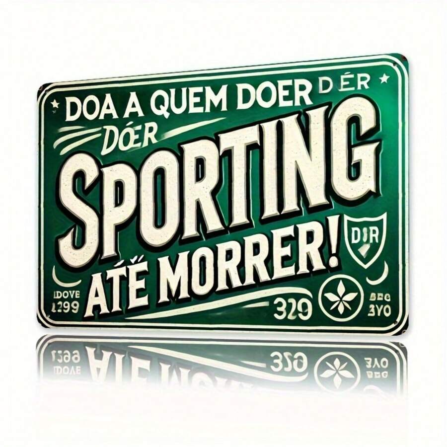 2 dimensioni piatte, 1 pezzo Decorazione da parete in metallo vintage per sport - Decorazione sportiva vintage portoghese - Costruzione in ferro robusto - Fori preforati per appendere facilmente - Adatto per sala giochi, bar, palestra, ufficio - Regalo perfetto per appassionati di sport, arte da parete per palestra, design con carattere in grassetto, angoli arrotondati, articolo da collezione, 2 dimensioni piatte, si adatta perfettamente alla decorazione della stanza - Multicolore - Visualizzare 1