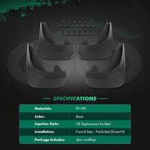 GCCSJ Mudguards,Mud Flaps,SCITOO Splash Guards Mud Flaps Fits For  For  Avalon For  Camry For  Celic For  Corolla Echo Matrix Mira MR2 Spyder,Made Of PVC, Waterproof, Sandproof, Wear-Resistant, And Scratch-Resistant. Easy To Install. Automotive Parts. - 4 Pieces - View 3