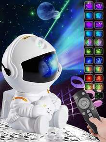 1 件 LED 星空投影仪，带不同星系模式，遥控宇航员投影灯，卧室星系投影仪，星系小夜灯，房间装饰，派对 - 彩色 - 查看 2