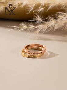 1pc Bespoke Personalised Ring, Romantic Engraved Ring, Letter Ring Jewellery, Anniversary Vow Ring, Valentine's Day, Christmas - Multicolor - View 7