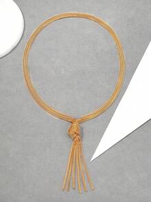 1 buah Kalung Rumbai Simpul Minimalis Fashion Wanita, Cocok untuk Pemakaian Sehari-hari - Emas-N526 - View 4