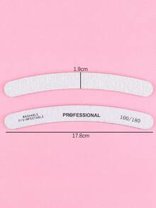 Professional Curved Nail File, Manicure Supplies, Double-Sided Nail File - Grey - View 5