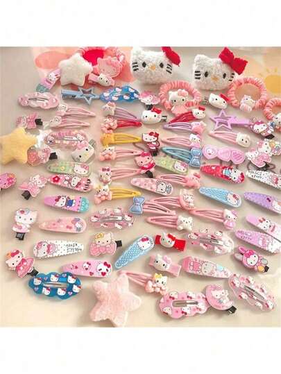 SANRIO Hair Clip: A Set Of Sweet And Lovely Hairpins, Bangs, And Other Women's Hair Accessories, Perfect For Beach Vacations, Valentine's Day, Casual Style Travel Essentials, Dating Essentials, Holiday Accessories, Hairbands, Hairpins, Hairbands, And Cheap Hairbands