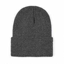 Cuffed Knit Beanie Hat For Men Women, Solid Color Winter Skull Cap, Stretchable Warm Knitted Hat With Folded Cuff, Basic Casual Beanies For Cold Weather, Multiple Colors Available – Unisex Winter Accessory - Deep Hemp Gray - View 6