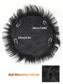Men's Hairpiece Black False Cover Breathable Hair Net Base Clips-On Wig 16*18cm Human Hair Effectively Cover Thinning Hair Male Wig - Natural Black - View 4