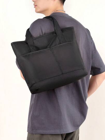 Ny modern enfärgad axelväska med stor kapacitet i nylontyg, stänkskyddad sjömansväska i flera lager