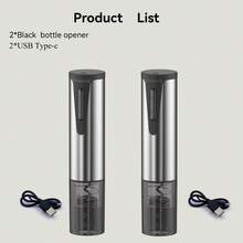 Feizsmile Electric Wine Bottle Opener, Rechargeable Wine Opener For Red Wine, USB Charging One-Button Automatic Wine Bottle Opener, Suitable For Wine Lovers Gift, Home Kitchen Party Bar Wedding Use (Stainless Steel Finish)! - Multicolor - View 10
