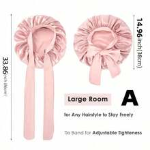 1 chiếc mũ ngủ bằng satin - Mũ ngủ bằng satin màu hồng mềm mại, sang trọng với dây rút điều chỉnh và nơ trang trí, thiết kế xếp ly thoải mái phù hợp với hình dạng đầu, chăm sóc tóc | Mũ satin | Satin mịn, phù hợp cho cả nam và nữ, vật dụng cần thiết trong phòng tắm, đồ dùng du lịch, giúp ngủ ngon, lựa chọn thiết thực cho quà tặng sinh nhật, đám cưới, tiệc tùng, sự kiện, quà tặng Ngày của Mẹ. - A - Xem 6