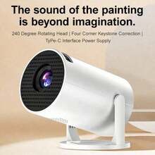 2026 New Flagship Android 14 Projector - Supports 4K Resolution, 5000 Lumens Brightness, 240° Full-Angle Projection, Auto Keystone Correction And Auto Focus, WiFi 6 Bluetooth 5.3 Wireless Casting, Ultra-Quiet ≤26dB Design, Suitable For Home Theater/Gaming(Low Latency)/Education/Office, Creates A Cozy Atmosphere, Ideal Gift Choice, Can Be Used With 5V 2A/3A Charger (Includes Data Cable, Simple And Intuitive Installation Guide) - White - View 3