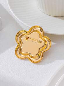 Broche de Flor de 5 Pétalas Design de Nicho, Presente de Joias Retrô Suave para Mulheres, Adequado para Uso Diário e Festas - Branco - Visão 2