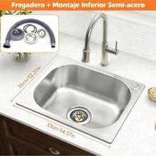 6 piezas fregadero de cocina de acero inoxidable de un solo seno, fregadero de barra de montaje superior, fregadero de cocina rectangular, fregadero de barra de cocina pequeño. - Plateado - Ver 5