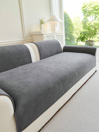 1pc All-Season Sofa Cushion Cover, Modern Minimalist Sofa Blanket, Non-Slip Thickened Solid Color Luxury Sofa Pad, Suitable For 1/2/3/4 Seater Sofa, Dust-Proof Washable Pet-Friendly Protective Cover, Adjustable For Corner Sofa, Applicable For Bedroom, Office, Living Room, L-Shaped Sofa And 1/2/3/4 Seater Sofa