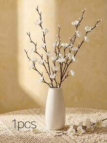 1pc 21.7 Inch Artificial White Plum Blossom Flower, Winter - White - View 6