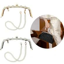 Set Of 2 Metal Frame+Purse Strap, Rectangular Head, Handbag Handle Replacement, Kiss Clasp Lock For DIY Handbag/Purse/Coin Bag, Bag Handles/Buckles/Lock /Clasp Clutch, DIY Women's Purse, Purse Making Accessories,Purse Making Hardware, Purse Handmade Craft Projects Thanksgiving Gifts - Set - View 3