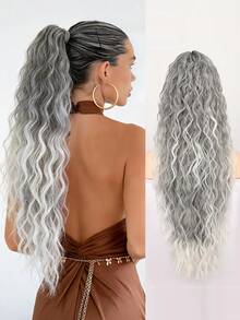 Ponytail Extensions, 30 Inch Gradient Gray Ponytail Extensions, Suitable For Women's Multi-Layer Fluffy Thick Wavy Chin Clips, Fake Ponytail Soft Synthetic Hair Extensions - Multicolor - View 1