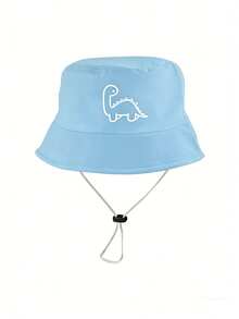 1pc/2pcs Kids Dinosaur Pattern Bucket Hat, Solid Color Sun Protection Hat, Suitable For Outdoor Sun Protection And Daily Casual Wear - Multicolor - View 7