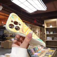 1 pieza Funda de teléfono con protección de lente anti-caída gruesa con diseño de oso de mantequilla y té de boba, compatible con iPhone/Galaxy/Transsion, diseño elegante y minimalista para amantes de la moda, versión internacional, no la versión nacional - Blanco - Ver 7