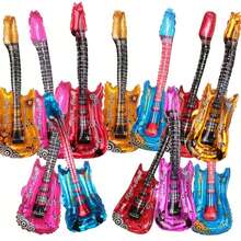12pcs Rock Band Themed Foil Balloons 32inch Guitar Design Self-Sealing Perfect For Weddings Engagements Carnival Celebrations Birthday Decorations - View 1
