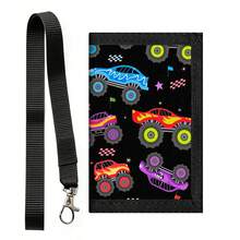 Portacartas multifuncional de 3 pliegues, con estampado de coche de dibujos animados, plegable y portátil. Incluye llavero, monedero, compartimento para billetes, ventana para identificación y cierre de . - Multicolor - Ver 7