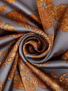 1件套仿丝绸几何印花长袍、披肩和围巾套装，女士沙滩罩衫，防晒防风，日常穿着 - 彩色 - 查看 2