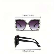 1 Pair Of Large Square Frame Diamond-Embellished Glasses For Women, Stylish And  Glasses, Suitable For Ladies' Fashion Looks In Summer - 粉色 - 查看 3