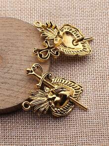 5pcs 41x32mm Gothic Sword Heart Charms Pendant For DIY Jewelry Making Necklace Keychain Phone Chain Bracelet Making Accessories Handmade Craft Making Findings - Gothic Sword Heart - View 3