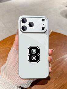 1pc New Minimalist Luxury Double-Layer Number 8 Pattern Tempered Glass With Camera Lens Protection Phone Case, Suitable For IPhone 17/17Pro/17ProMax/17Air/16/16Pro/16ProMax/16Plus/15/15Plus/15Pro/15ProMax/14/14Plus/14Pro/14ProMax/13/13Pro/13ProMax/12/12Pro/12ProMax/11/11ProMax, Matte Anti-Fall, Full Coverage Metal Paint Luxury Protective Cover - Multicolor - View 5