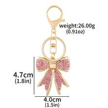 1pc Creative Y2K Crystal Fully Studded Keychain, Elegant Bow Keyring Pendant, Women's Party Jewelry Accessory Gift - Multicolor - View 14