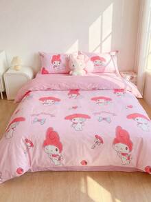 SANRIO 2/3件套被套套装，床上用品，被套（1个被套+2个枕套，不含填充物），可爱卡通图案，全尺寸，柔软舒适，适合宿舍、家庭卧室、酒店，四季皆宜，带拉链封口和枕套，多种颜色可选，超大尺寸床上用品，超大被套套装 - 常规 - 查看 10