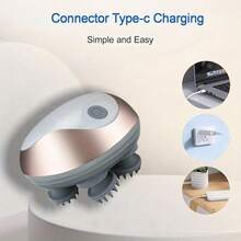 SOKANY 電動頭皮按摩器，Type-C 500mAh，3段速度設定，單鍵操作，ABS材質，4個可拆卸矽膠爪，適用於頭部/頸部/手臂/腿部，放鬆，禮物 - 彩色 - 查看 5
