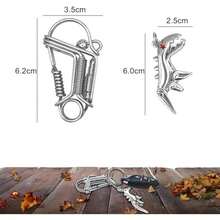 Handmade Metal Keychains, Car Key Chain, Stainless Key Chain With Small Dinosaur Pendant, Chain Ring Clip Holder Organizer For Home Car Keys Key Finder Women Men(Silvery) - / - View 6