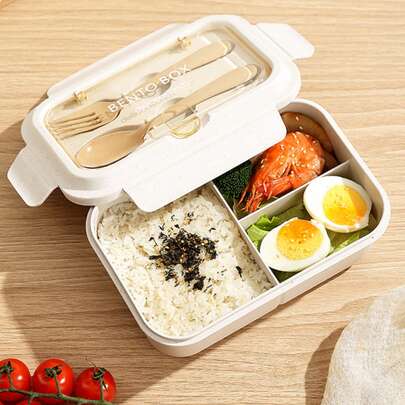 1个微波炉便当盒，分隔式午餐盒，适合上班族、学生，轻便易携，方便准备餐食