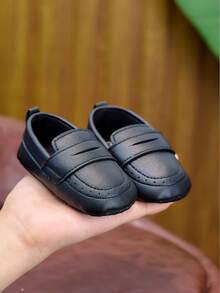 Casual Fashion Infant Shoes 0-1 Years Old, Unisex Loafers, Solid Color One-Piece Soft Bottom Toddler Shoes, Suitable For Spring, Summer And Autumn - Black - View 3