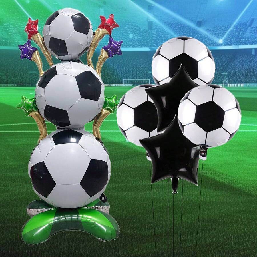 6 قطع/مجموعة بالون معدني على شكل كرة قدم لتزيين حفلة عيد الميلاد ذات موضوع كرة القدم، ديكور ملعب كرة القدم - مشاهدة 1
