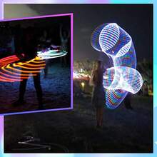 Jerify - Juego de 4 aros LED con luces LED brillantes para ejercicios de fitness 10 aros de ejercicio que cambian de color para fiestas de Halloween bailes fitness oscuro - Azul - Ver 2