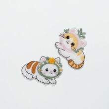 4pcs Embroidered Patch Badges, Adhesive Backing Patches Suitable For Clothing, Hats, Jackets, DIY Cute Cartoon Cat Embroidered Patches, Applicable For Phone Cases, Bags And Clothing Decoration, Heat-Sealed Design - 4 Pieces Of Hot Melt Adhesive - View 3