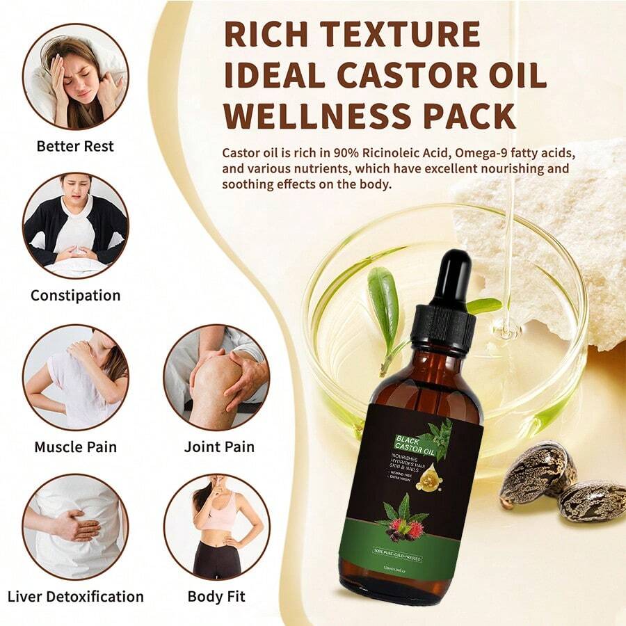 120ml Black Castor Oil Moisturize And Soften Skin Smooth Hair Base Oil Hair Care Essential Oil - Multi Scents - View 1